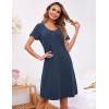 imageEkouaer 3 Pack Womens Button Down Nightgowns Short Sleeve Night Shirts for Women Sleepwear V Neck Sleep DressBlue Green navy army Green