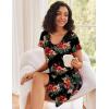 imageEkouaer 3 Pack Womens Button Down Nightgowns Short Sleeve Night Shirts for Women Sleepwear V Neck Sleep DressDark Grey star black Flower