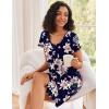 imageEkouaer 3 Pack Womens Button Down Nightgowns Short Sleeve Night Shirts for Women Sleepwear V Neck Sleep DressNavy white Flower navy Flower