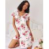imageEkouaer 3 Pack Womens Button Down Nightgowns Short Sleeve Night Shirts for Women Sleepwear V Neck Sleep DressNavy white Flower navy Flower