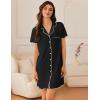 imageEkouaer Nightgowns for Women Button Down Sleep Shirt Short Sleeve NightShirts Boyfriend Sleepdress Soft Pajama DressBlack
