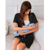imageEkouaer Nightgowns for Women Button Down Sleep Shirt Short Sleeve NightShirts Boyfriend Sleepdress Soft Pajama DressBlack