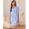 imageEkouaer Nightgowns for Women Button Down Sleep Shirt Short Sleeve NightShirts Boyfriend Sleepdress Soft Pajama DressBlue Birds