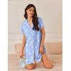 imageEkouaer Nightgowns for Women Button Down Sleep Shirt Short Sleeve NightShirts Boyfriend Sleepdress Soft Pajama DressBlue Birds