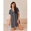 imageEkouaer Nightgowns for Women Button Down Sleep Shirt Short Sleeve NightShirts Boyfriend Sleepdress Soft Pajama DressDark Gray