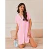 imageEkouaer Nightgowns for Women Button Down Sleep Shirt Short Sleeve NightShirts Boyfriend Sleepdress Soft Pajama DressDark Pink