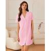 imageEkouaer Nightgowns for Women Button Down Sleep Shirt Short Sleeve NightShirts Boyfriend Sleepdress Soft Pajama DressDark Pink