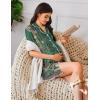 imageEkouaer Nightgowns for Women Button Down Sleep Shirt Short Sleeve NightShirts Boyfriend Sleepdress Soft Pajama DressGreen Flower