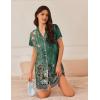imageEkouaer Nightgowns for Women Button Down Sleep Shirt Short Sleeve NightShirts Boyfriend Sleepdress Soft Pajama DressGreen Flower