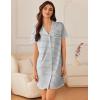 imageEkouaer Nightgowns for Women Button Down Sleep Shirt Short Sleeve NightShirts Boyfriend Sleepdress Soft Pajama DressGrey Striped