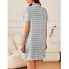 imageEkouaer Nightgowns for Women Button Down Sleep Shirt Short Sleeve NightShirts Boyfriend Sleepdress Soft Pajama DressGrey Striped