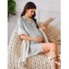 imageEkouaer Nightgowns for Women Button Down Sleep Shirt Short Sleeve NightShirts Boyfriend Sleepdress Soft Pajama DressGrey Striped