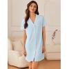 imageEkouaer Nightgowns for Women Button Down Sleep Shirt Short Sleeve NightShirts Boyfriend Sleepdress Soft Pajama DressLight Blue