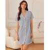 imageEkouaer Nightgowns for Women Button Down Sleep Shirt Short Sleeve NightShirts Boyfriend Sleepdress Soft Pajama DressLight Gray