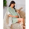 imageEkouaer Nightgowns for Women Button Down Sleep Shirt Short Sleeve NightShirts Boyfriend Sleepdress Soft Pajama DressLight Green