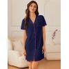 imageEkouaer Nightgowns for Women Button Down Sleep Shirt Short Sleeve NightShirts Boyfriend Sleepdress Soft Pajama DressNavy
