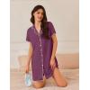 imageEkouaer Nightgowns for Women Button Down Sleep Shirt Short Sleeve NightShirts Boyfriend Sleepdress Soft Pajama DressPurple