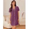 imageEkouaer Nightgowns for Women Button Down Sleep Shirt Short Sleeve NightShirts Boyfriend Sleepdress Soft Pajama DressPurple