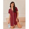 imageEkouaer Nightgowns for Women Button Down Sleep Shirt Short Sleeve NightShirts Boyfriend Sleepdress Soft Pajama DressWine Red