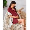 imageEkouaer Nightgowns for Women Button Down Sleep Shirt Short Sleeve NightShirts Boyfriend Sleepdress Soft Pajama DressWine Red