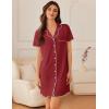 imageEkouaer Nightgowns for Women Button Down Sleep Shirt Short Sleeve NightShirts Boyfriend Sleepdress Soft Pajama DressWine Red