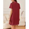 imageEkouaer Nightgowns for Women Button Down Sleep Shirt Short Sleeve NightShirts Boyfriend Sleepdress Soft Pajama DressWine Red