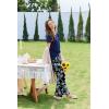 imageEkouaer Pajama Sets For Women 2 Piece Short Sleeve Pj Sets With Long Printed Pants Sleepwear Casual Loose Lounge SetsBlack Navy Floral