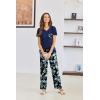 imageEkouaer Pajama Sets For Women 2 Piece Short Sleeve Pj Sets With Long Printed Pants Sleepwear Casual Loose Lounge SetsBlack Navy Floral