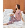 imageEkouaer Pajama Sets For Women 2 Piece Short Sleeve Pj Sets With Long Printed Pants Sleepwear Casual Loose Lounge SetsMauve Floral