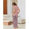 imageEkouaer Pajama Sets For Women 2 Piece Short Sleeve Pj Sets With Long Printed Pants Sleepwear Casual Loose Lounge SetsMauve Floral