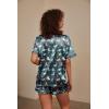 imageEkouaer Silk Pajama for Women Short Sleeve Satin Pj Set Two Piece Soft Sleepwear Loungewear SXXLDark Blue Cat  Heart