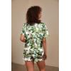 imageEkouaer Silk Pajama for Women Short Sleeve Satin Pj Set Two Piece Soft Sleepwear Loungewear SXXLGreen Leaves