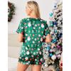 imageEkouaer Silk Pajama for Women Short Sleeve Satin Pj Set Two Piece Soft Sleepwear Loungewear SXXLGreen Santa Claus