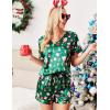 imageEkouaer Silk Pajama for Women Short Sleeve Satin Pj Set Two Piece Soft Sleepwear Loungewear SXXLGreen Santa Claus
