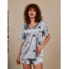 imageEkouaer Silk Pajama for Women Short Sleeve Satin Pj Set Two Piece Soft Sleepwear Loungewear SXXLGrey Owl