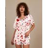 imageEkouaer Silk Pajama for Women Short Sleeve Satin Pj Set Two Piece Soft Sleepwear Loungewear SXXLLove Rose
