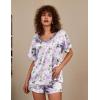 imageEkouaer Silk Pajama for Women Short Sleeve Satin Pj Set Two Piece Soft Sleepwear Loungewear SXXLPurple Butterfly  Daisies