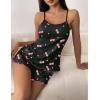 imageEkouaer Womens Cami Pajama Sets 2 Piece Cute Print Pjs Soft Tank Top ampamp Elastic Waist Shorts Camisole Lounge SetPink Cherry