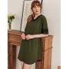 imageEkouaer Womens Nightgown Cotton Sleepwear Short Sleeve Sleep Shirt V Neck Color Block NightshirtAarmy Green