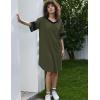 imageEkouaer Womens Nightgown Cotton Sleepwear Short Sleeve Sleep Shirt V Neck Color Block NightshirtAarmy Green