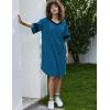imageEkouaer Womens Nightgown Cotton Sleepwear Short Sleeve Sleep Shirt V Neck Color Block NightshirtAblue