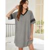 imageEkouaer Womens Nightgown Cotton Sleepwear Short Sleeve Sleep Shirt V Neck Color Block NightshirtAgrey