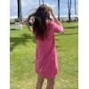 imageEkouaer Womens Nightgown Cotton Sleepwear Short Sleeve Sleep Shirt V Neck Color Block NightshirtAhot Pink