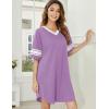 imageEkouaer Womens Nightgown Cotton Sleepwear Short Sleeve Sleep Shirt V Neck Color Block NightshirtAlilac