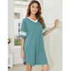 imageEkouaer Womens Nightgown Cotton Sleepwear Short Sleeve Sleep Shirt V Neck Color Block NightshirtAmint Green