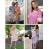 imageEkouaer Womens Nightgown Cotton Sleepwear Short Sleeve Sleep Shirt V Neck Color Block NightshirtApink