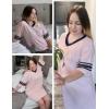 imageEkouaer Womens Nightgown Cotton Sleepwear Short Sleeve Sleep Shirt V Neck Color Block NightshirtApink