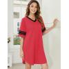 imageEkouaer Womens Nightgown Cotton Sleepwear Short Sleeve Sleep Shirt V Neck Color Block NightshirtAred