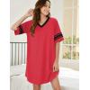 imageEkouaer Womens Nightgown Cotton Sleepwear Short Sleeve Sleep Shirt V Neck Color Block NightshirtAred