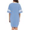 imageEkouaer Womens Nightgown Cotton Sleepwear Short Sleeve Sleep Shirt V Neck Color Block NightshirtAsky Blue